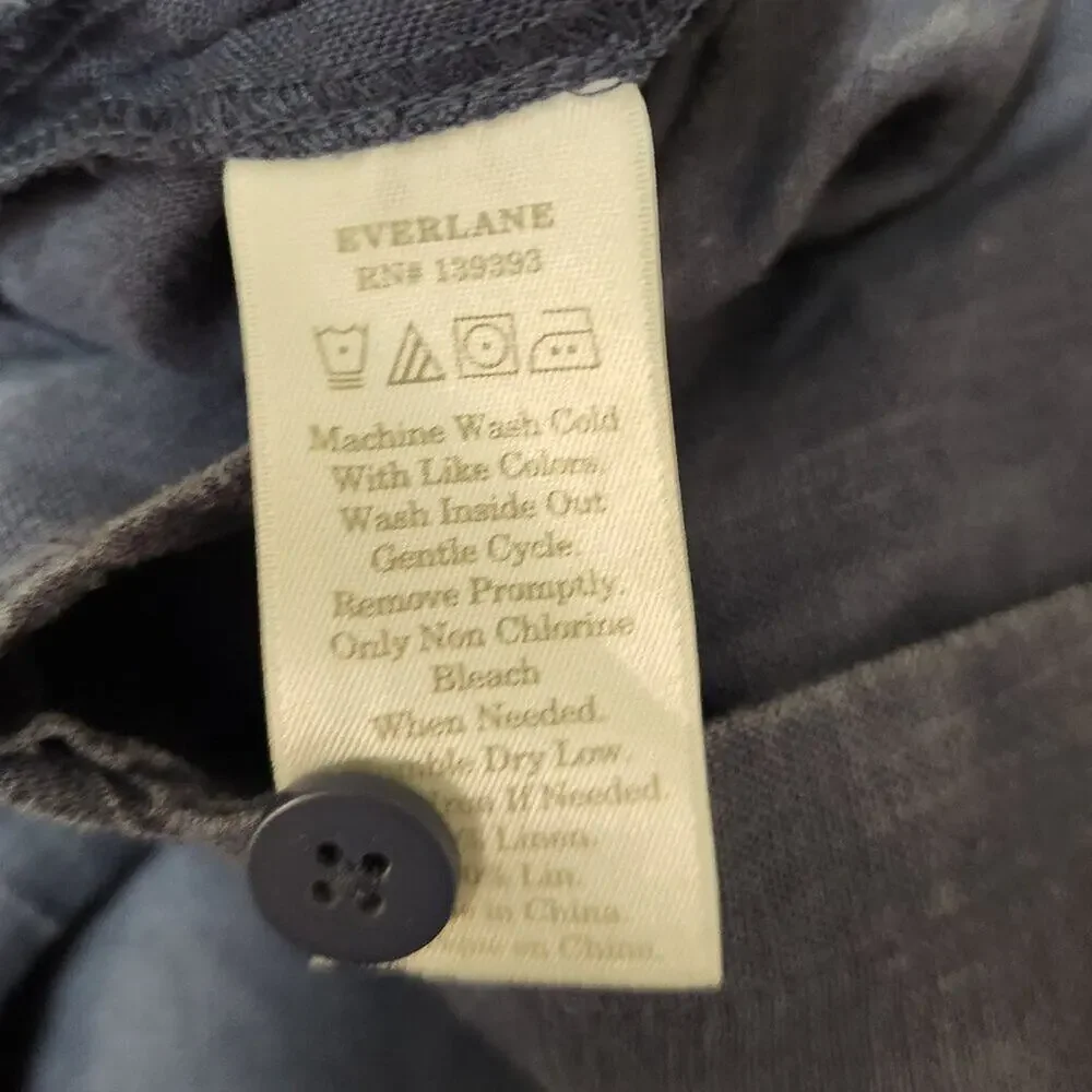 Everlane Linen Jumpsuit - Navy Pockets Adjustable Straps - Size 6